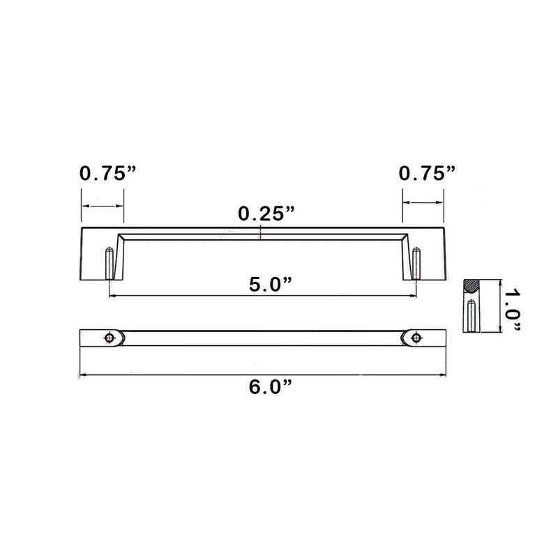 Zamak Cabinet Pull Handle - Cabinet Mount - 6" Brass/Brushed Nickel