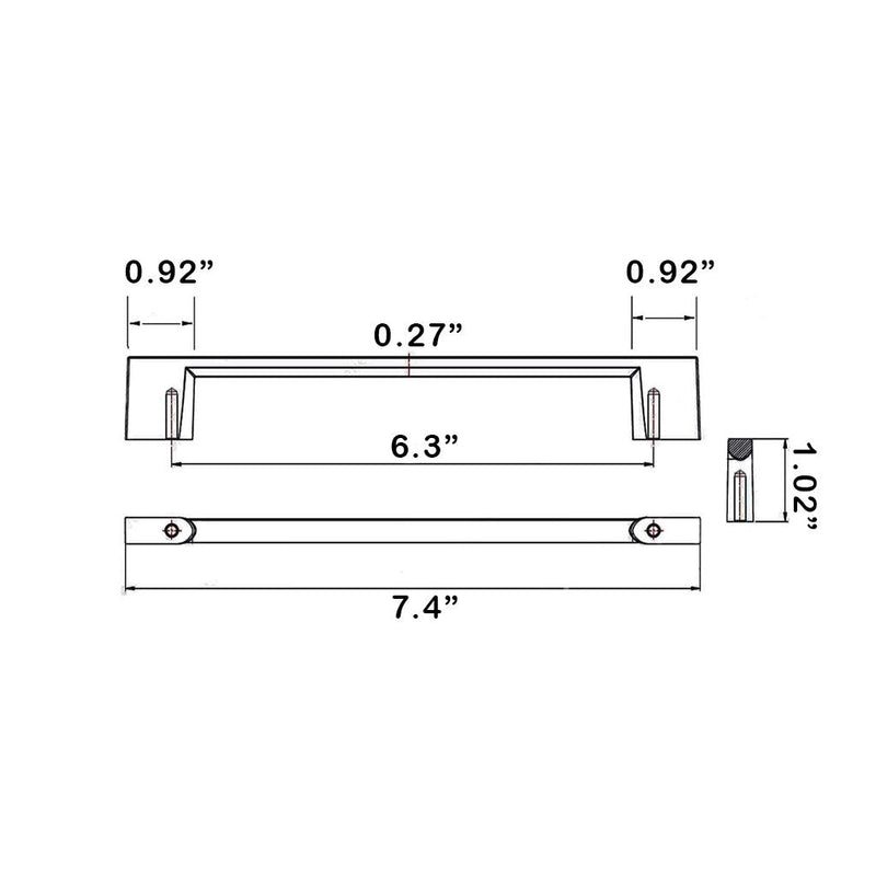 Zamak Cabinet Pull Handle - Cabinet Mount - 8" Brass/Polished Chrome