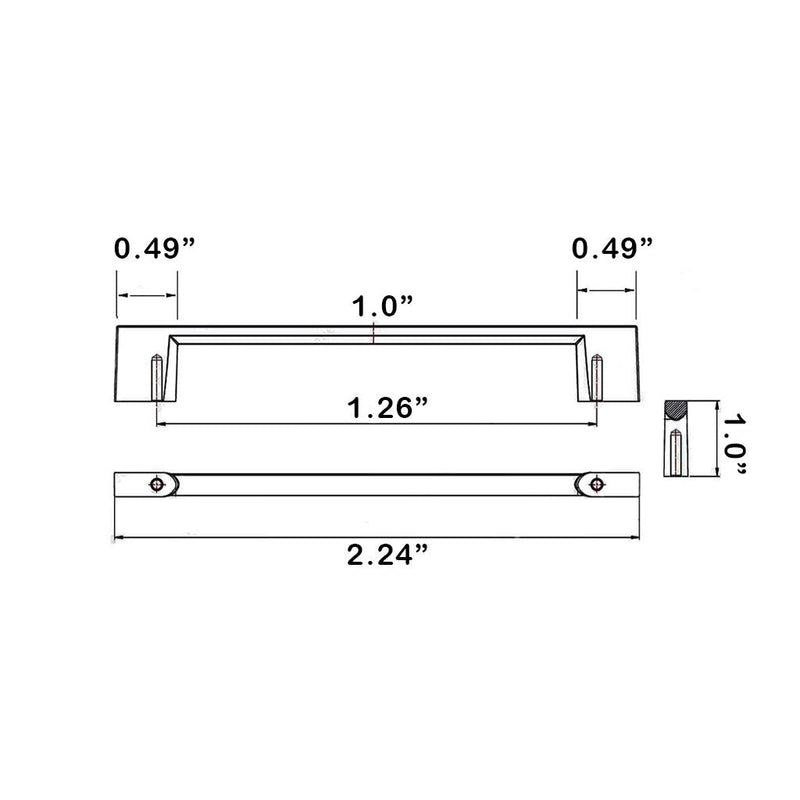 Zamak Cabinet Pull Handle - Cabinet Mount - 3" Brass/Matt Black