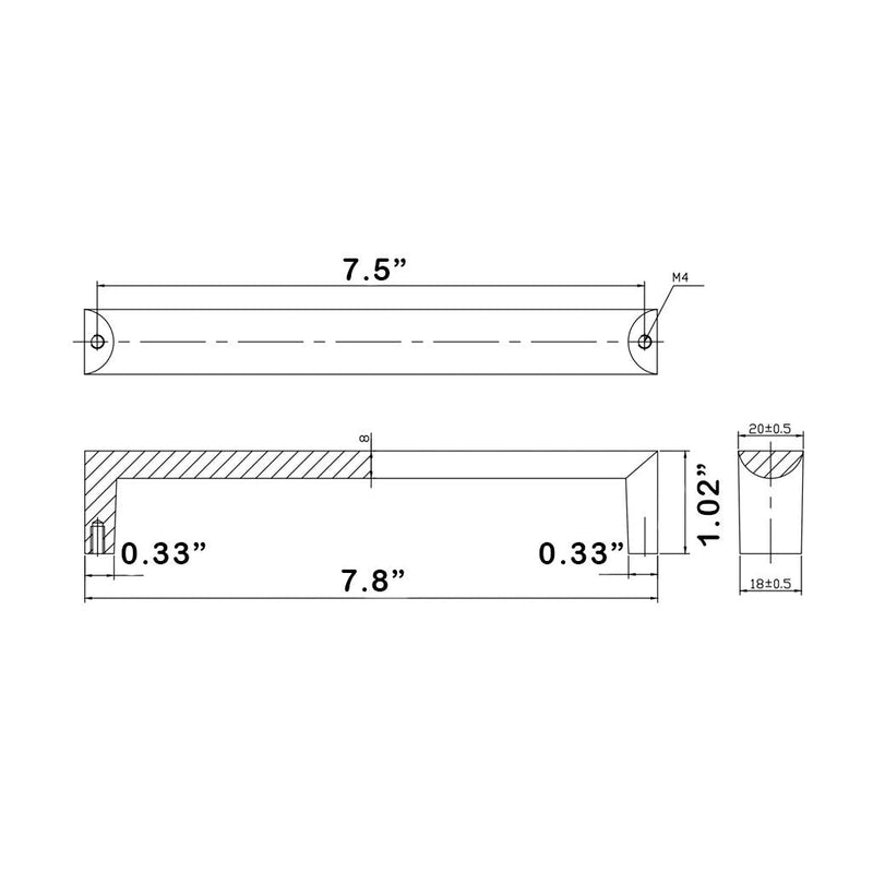 Zamak Cabinet Pull Handle - Cabinet Mount - 8" Brass/Brushed Nickel