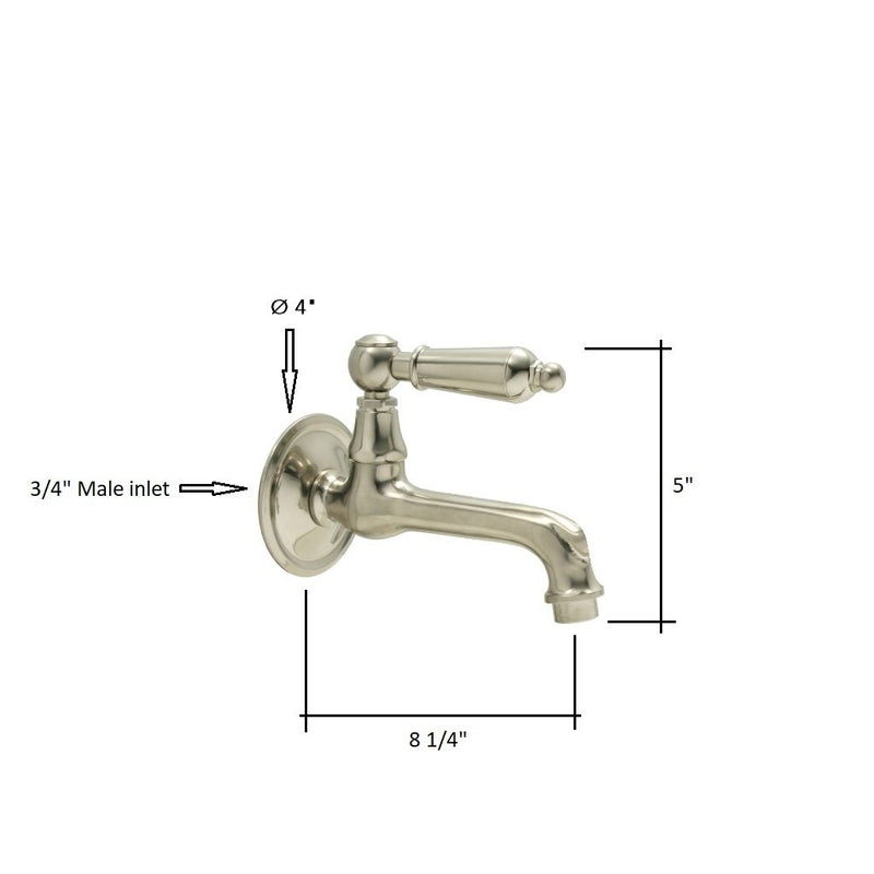 Fontana Single Water Bathroom Faucet - Wall Mount - 8" Brass/Brushed Nickel