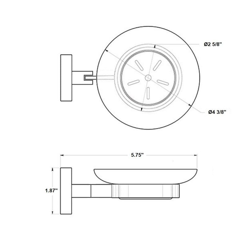 Line Soap Dish - Wall Mount - 4" Brass/Glass/Satin Brass