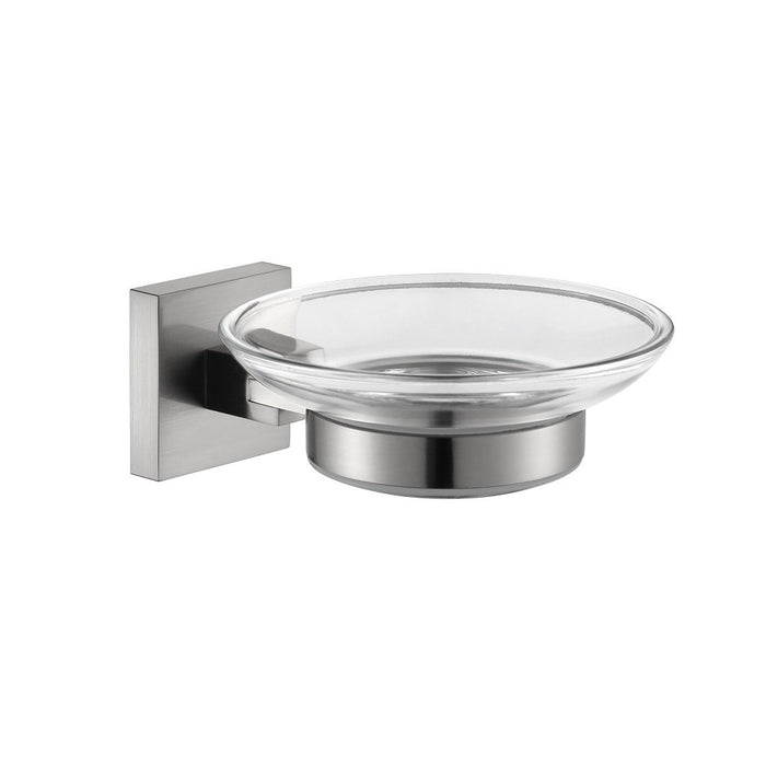 Line Soap Dish - Wall Mount - 4" Brass/Glass/Brushed Nickel