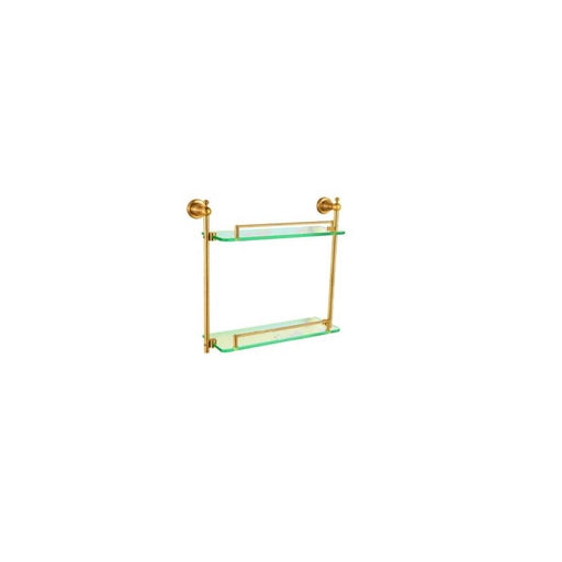 Classic Double Shower Shelf - Wall Mount - 16" Brass/Glass/Gold