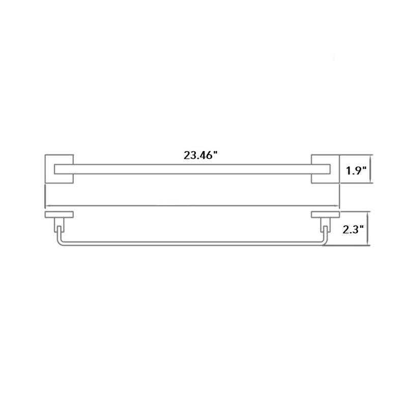 Line Single Towel Bar - Wall Mount - 24" Brass/Matt Black