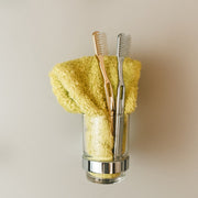 Line Toothbrush Holder - Wall Mount - 4" Brass/Glass/Polished Chrome