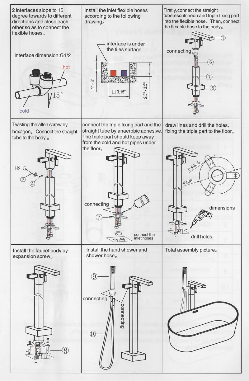 Devon Tub Faucet - Free Standing - 35" Brass/Satin Brass