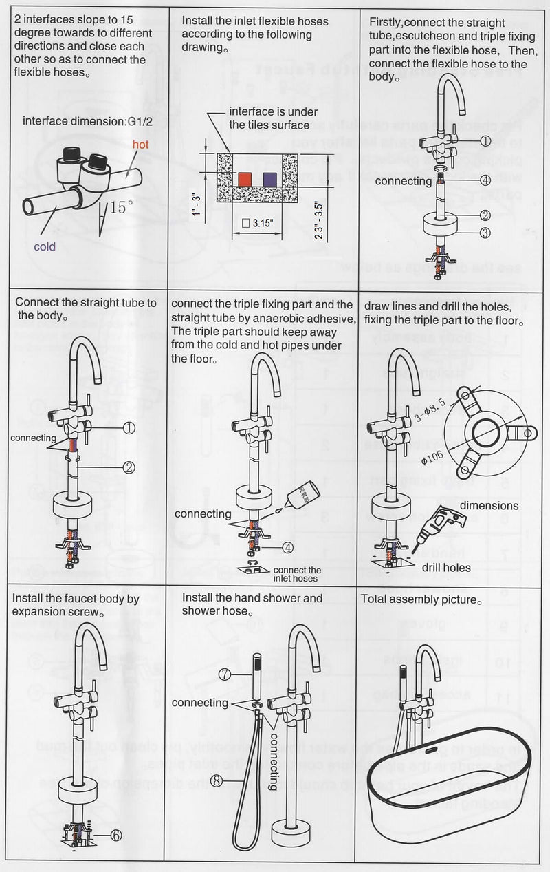 Metro Tub Faucet - Free Standing - 43" Brass/Satin Brass