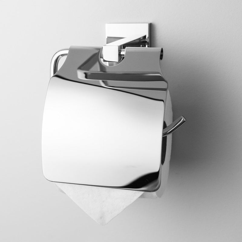 Line Lid Toilet Paper Holder - Wall Mount - 5" Brass/Polished Chrome