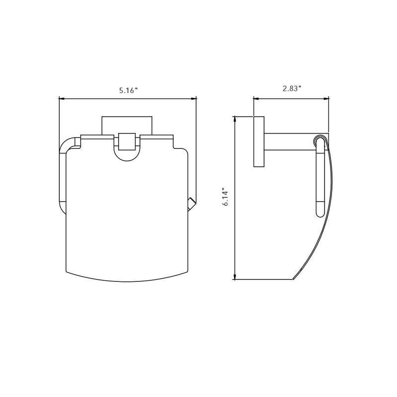 Line Lid Toilet Paper Holder - Wall Mount - 5" Brass/Satin Brass