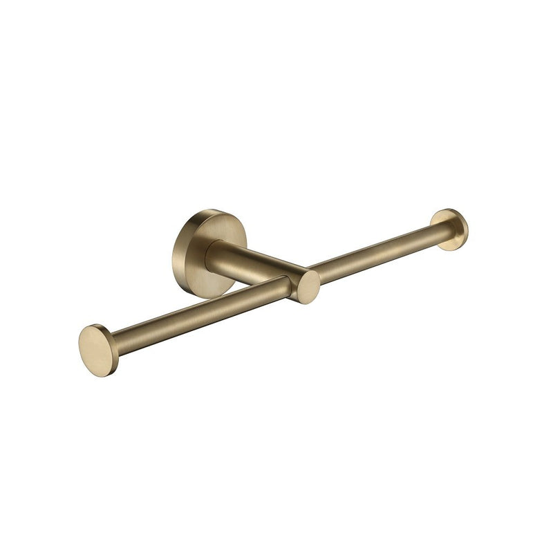 Metro Double Toilet Paper Holder - Wall Mount - 11" Brass/Satin Brass