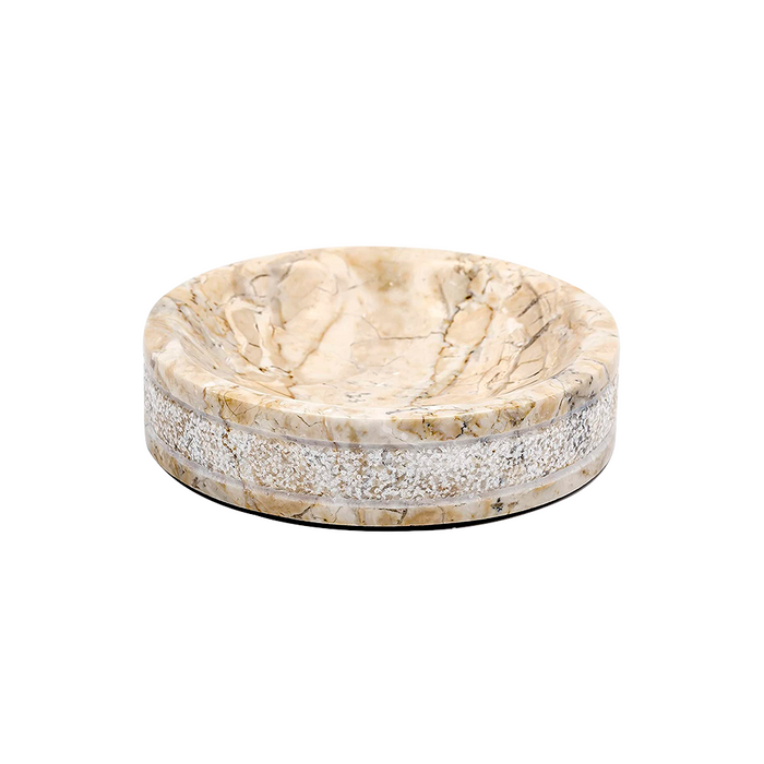Posh Round Soap Dish - Free Standing - 4" Marble/Marble Stone