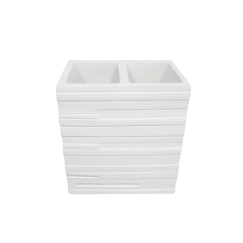 Brick Toothbrush Holder - Free Standing - 12" Polyresin/White