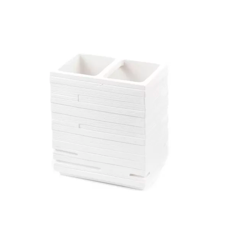 Brick Toothbrush Holder - Free Standing - 12" Polyresin/White