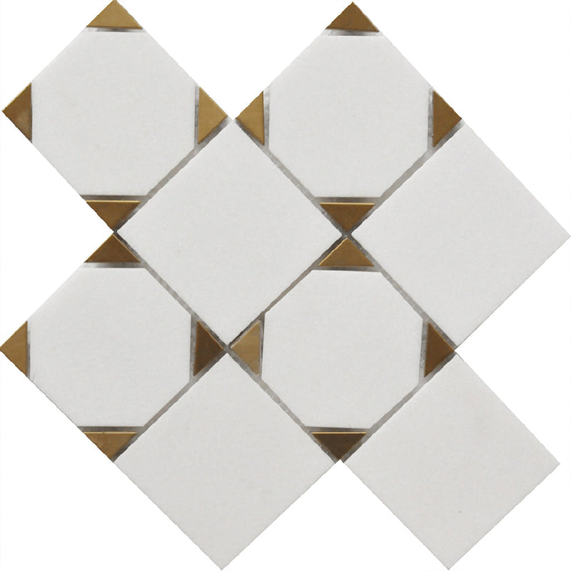 Rockart Thassos Square Mosaic Floor Tile - Wall Or Floor Mount - 9 x 9" Porcelain/Polished Steel/ $ 16.00 Price Per Piece