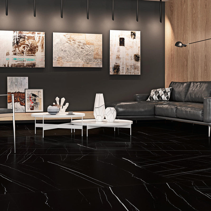 Slabs Sahara Noir UP Floor Tile - Wall Or Floor Mount - 24 x 48" Porcelain/Unpolished