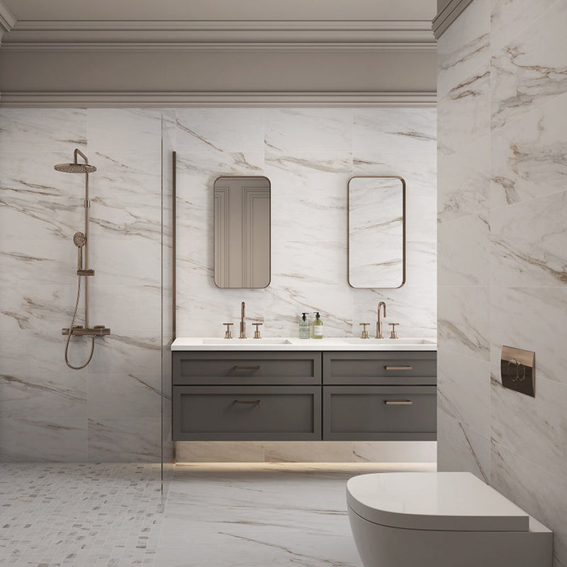 Calacata Gold Bright Wall Tile - Wall Mount - 6 x 18" Ceramic/Glazed Polished