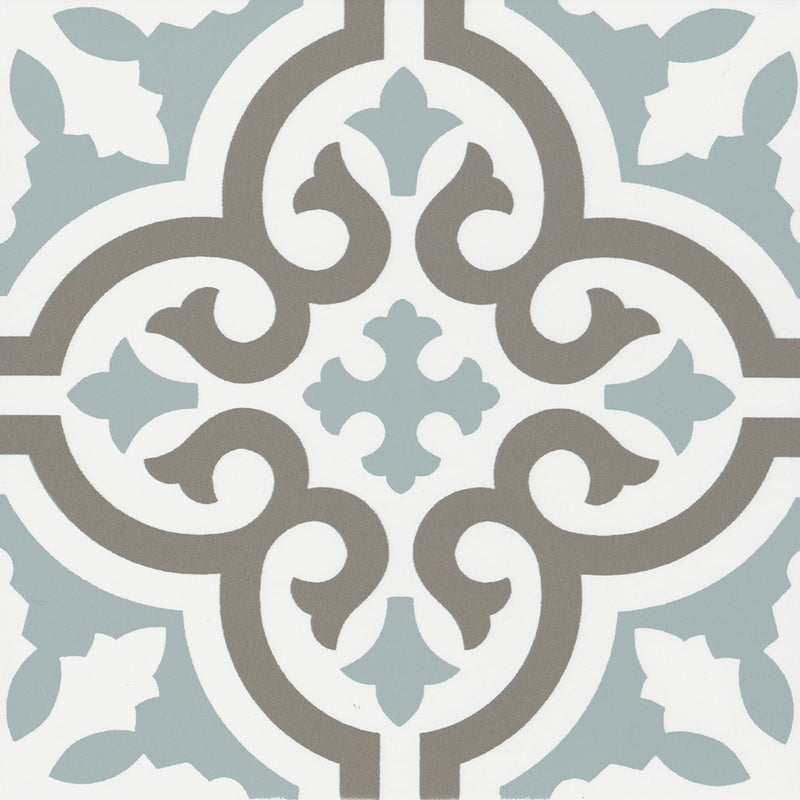 Casablanca Aqua Wall Tile - Wall Or Floor Mount - 8 x 8" Stoneware/Glazed Polished