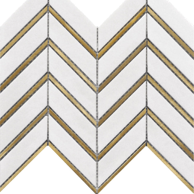 Rockart Thassos Arrow Metal Mosaic Wall Tile - Wall Mount - 12 x 12" Porcelain/Polished Steel/ $ 25.00 Price Per Piece