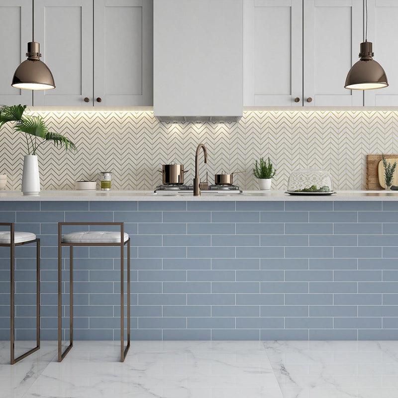 Rockart Thassos Arrow Metal Mosaic Wall Tile - Wall Mount - 12 x 12" Porcelain/Polished Steel/ $ 25.00 Price Per Piece