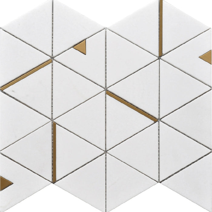 Rockart Thassos Triangle Mosaic Wall Tile - Wall Or Floor Mount - 12 x 14" Porcelain/Polished Steel/ $ 30.00 Price Per Piece