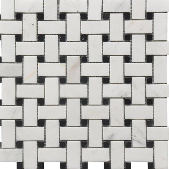 Rockart Black & White Basket Weave Mosaic Wall Tile - Wall Or Floor Mount - 12 x 12" Porcelain/Polished Steel/ $ 14.00 Price Per Piece