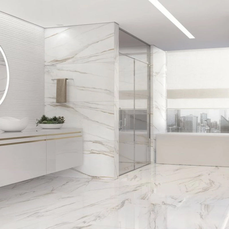 Slabs Calacata Gold PO Wall Tile - Wall Or Floor Mount - 24 x 48" Porcelain/Polished