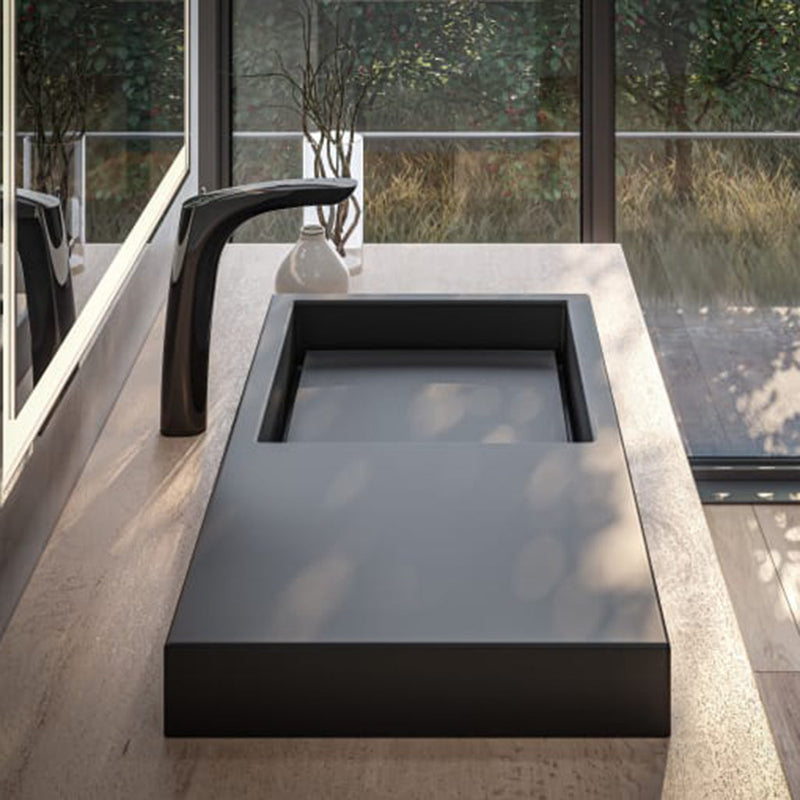 Horizon Skyline Left Bathroom Sink - Vessel - 24" Ceramic/Matt Black