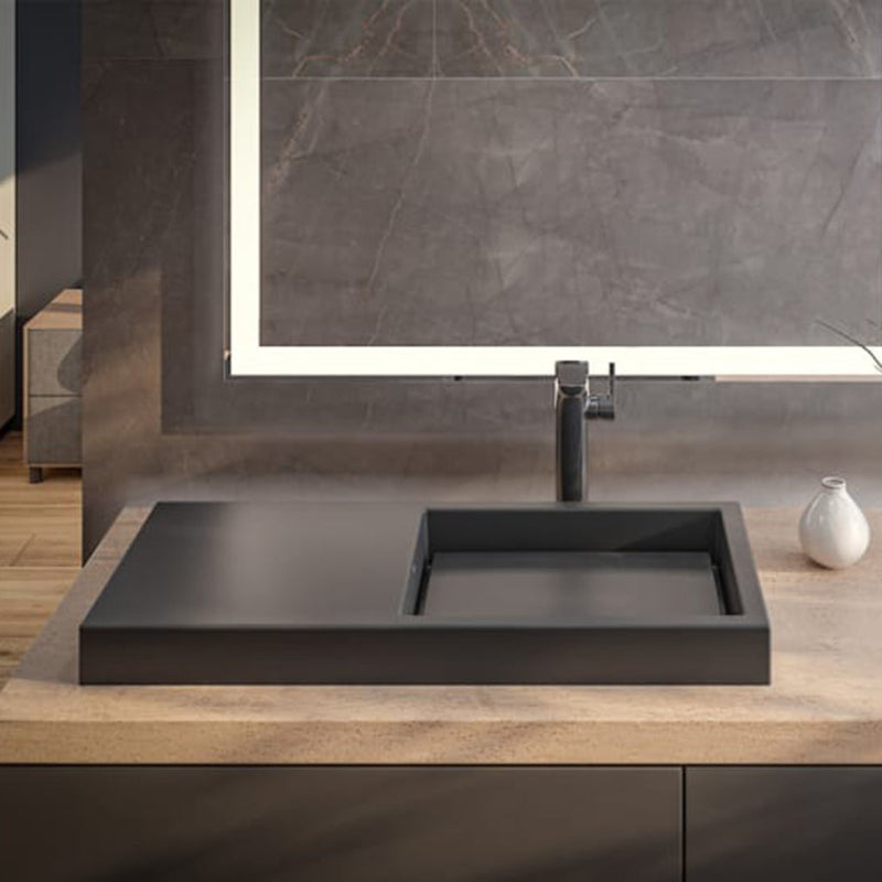 Horizon Skyline Left Bathroom Sink - Vessel - 24" Ceramic/Matt Black