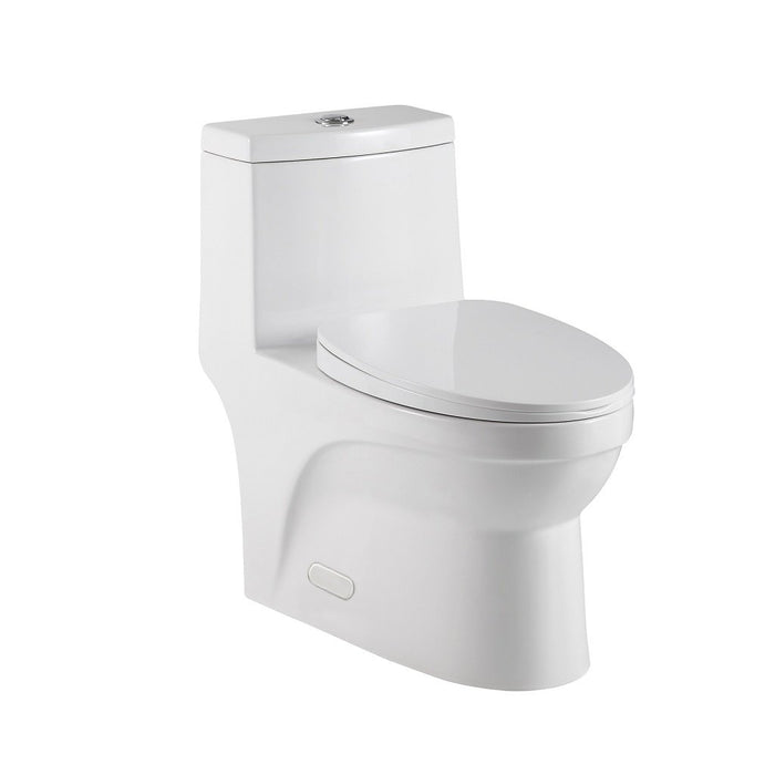 Miami Elongated Complete Dual Flush One Piece Toilet - Floor Mount - 15" Porcelain/Glossy White