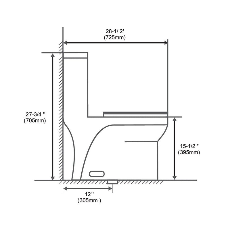 Miami Elongated Complete Dual Flush One Piece Toilet - Floor Mount - 15" Porcelain/Glossy White