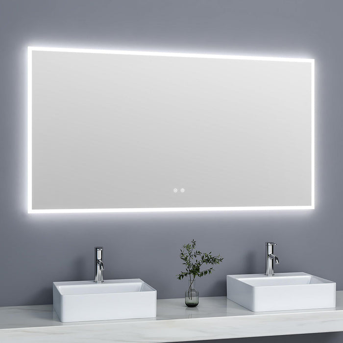 Lumini Anti-Fog Frameless Led Touch Vanity Mirror - Wall Mount - 60 x 32" Glass/Glass