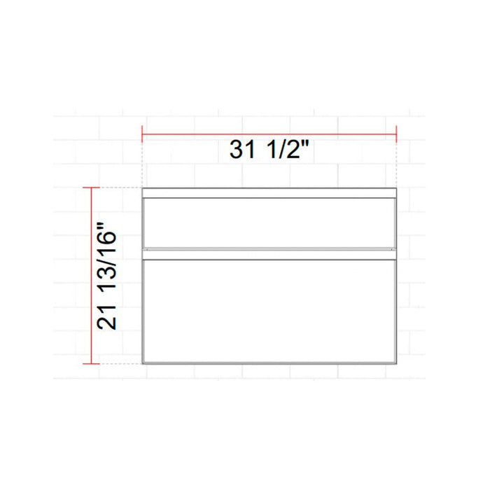 Aurora 2 Drawers Bathroom Vanity with Wood Countertop - Wall Mount - 32" Mdf/Alpine White