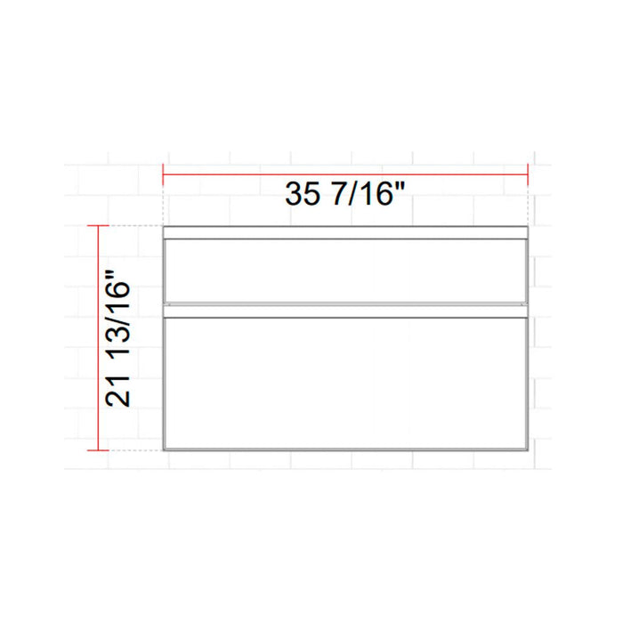 Aurora 2 Drawers Bathroom Vanity with Wood Countertop - Wall Mount - 36" Mdf/Alpine White