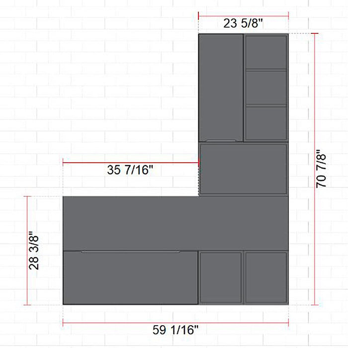 Touch Set Bathroom Vanity - Wall Mount - 60" Wood/Slate Grey - Last Unit Special Offer