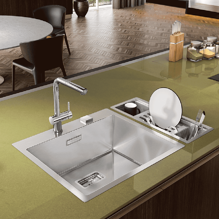 Box Lux Single Bowl Kitchen Sink - Under Mount - 31" Stainless Steel/Brushed Steel