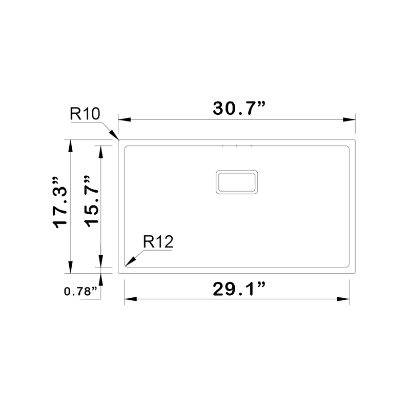 Box Lux Single Bowl Kitchen Sink - Under Mount - 31" Stainless Steel/Brushed Steel