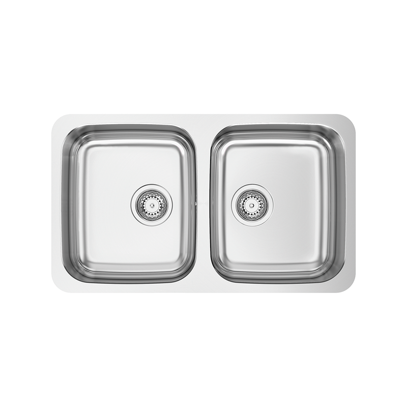 Duo Double Bowl Kitchen Sink - Under Mount - 30" Stainless Steel/Polished Chrome
