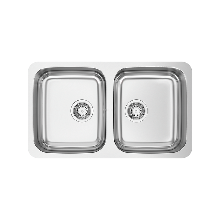 Duo Double Bowl Kitchen Sink - Under Mount - 30" Stainless Steel/Polished Chrome