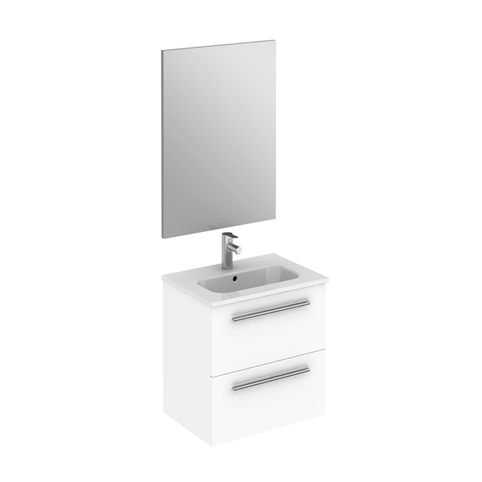 Street 2 Drawers Bathroom Vanity with Ceramic Sink - Wall Mount - 20" Particle Board Laminated/White