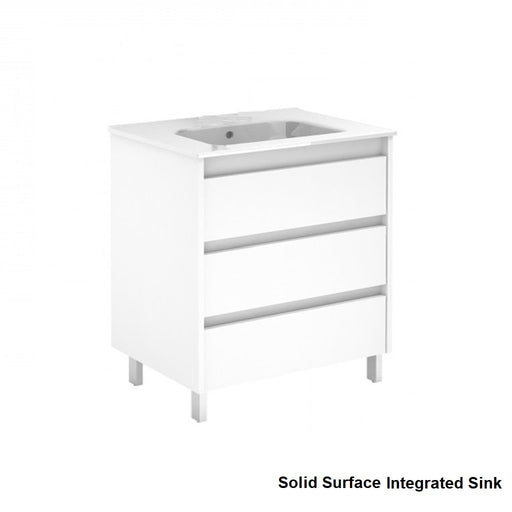 Zanza 3 Dr. Solid Surface Vanity - Floor Mount - 32" Solid Surface/Gloss White