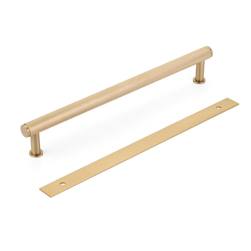 Pub House Knurled Appliance Pull Handle - Appliance Mount - 12" Brass/Satin Brass