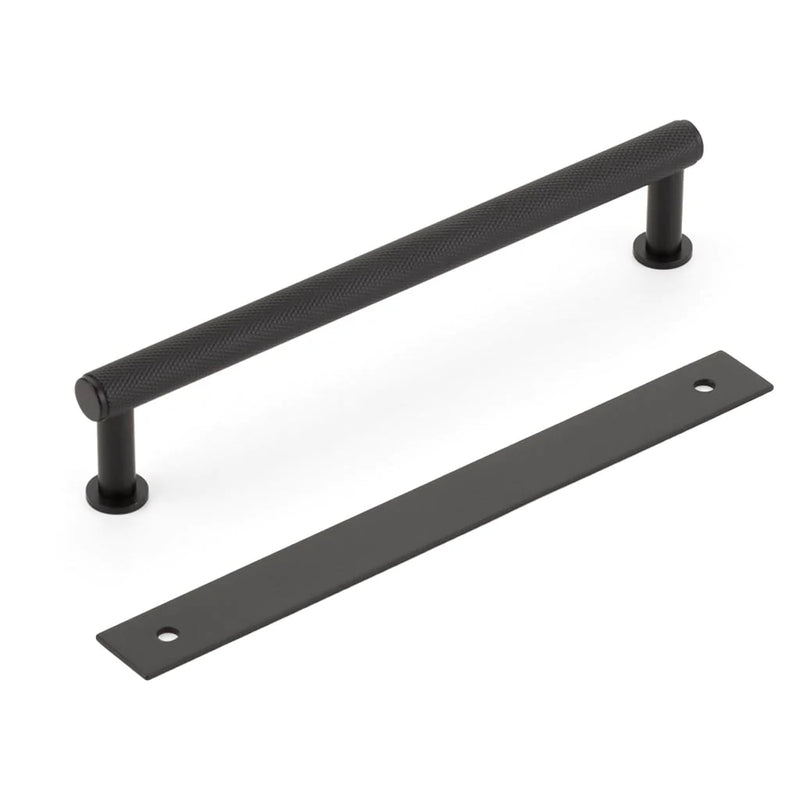 Pub House Knurled Appliance Pull Handle - Appliance Mount - 6" Brass/Matt Black