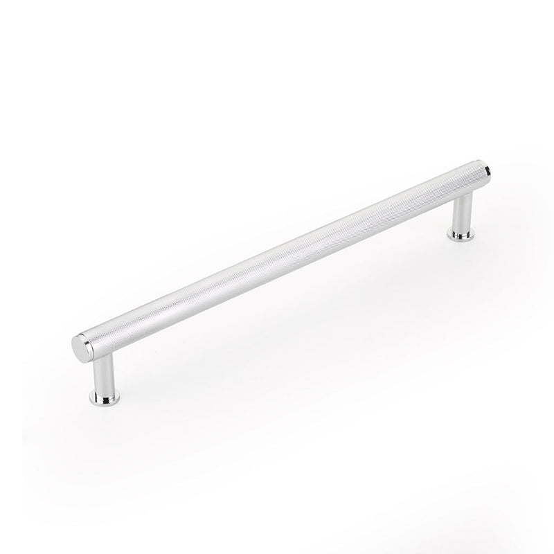 Pub House Knurled Appliance Pull Handle - Appliance Mount - 12" Brass/Polished Chrome