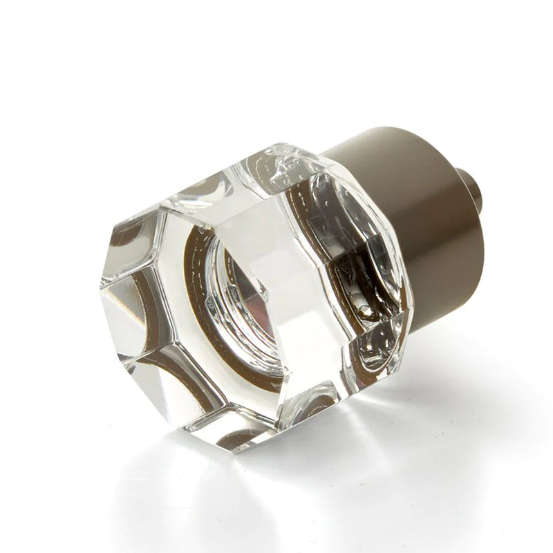 City Lights Round Multi-Sided Cabinet Knob - Cabinet Mount - 1" Brass/Glass/Oil Rubbed Bronze