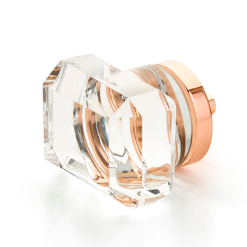 City Lights Rectangular Cabinet Knob - Cabinet Mount - 2" Brass/Glass/Polished Rose Gold