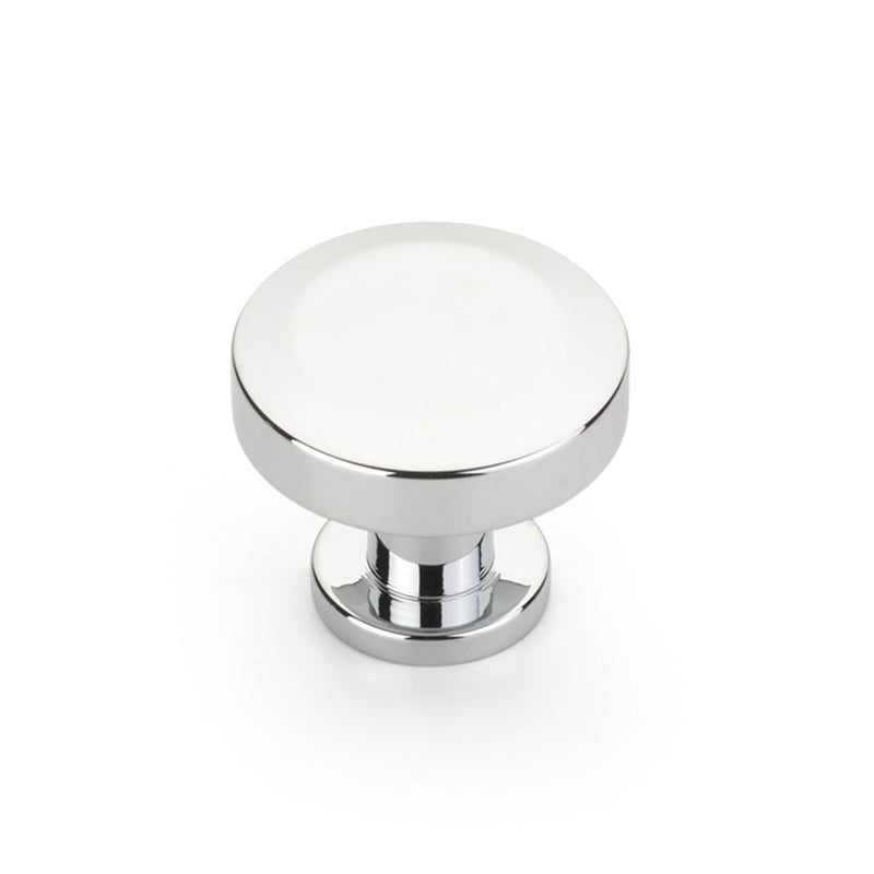 Heathrow Round Cabinet Knob - Cabinet Mount - 2" Brass/Polished Chrome