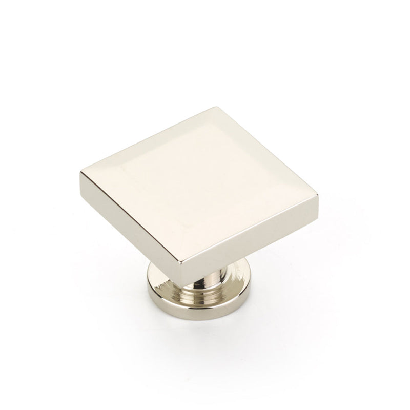 Heathrow Square Cabinet Knob - Cabinet Mount - 2" Brass/Polished Nickel