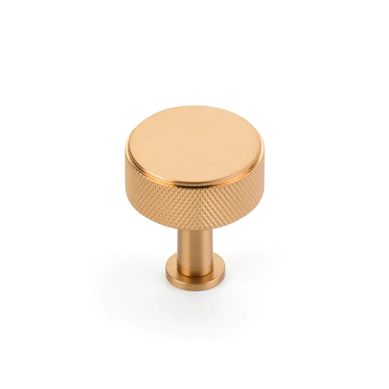 Pub House Knurled Round Cabinet Knob - Cabinet Mount - 2" Brass/Satin Brass