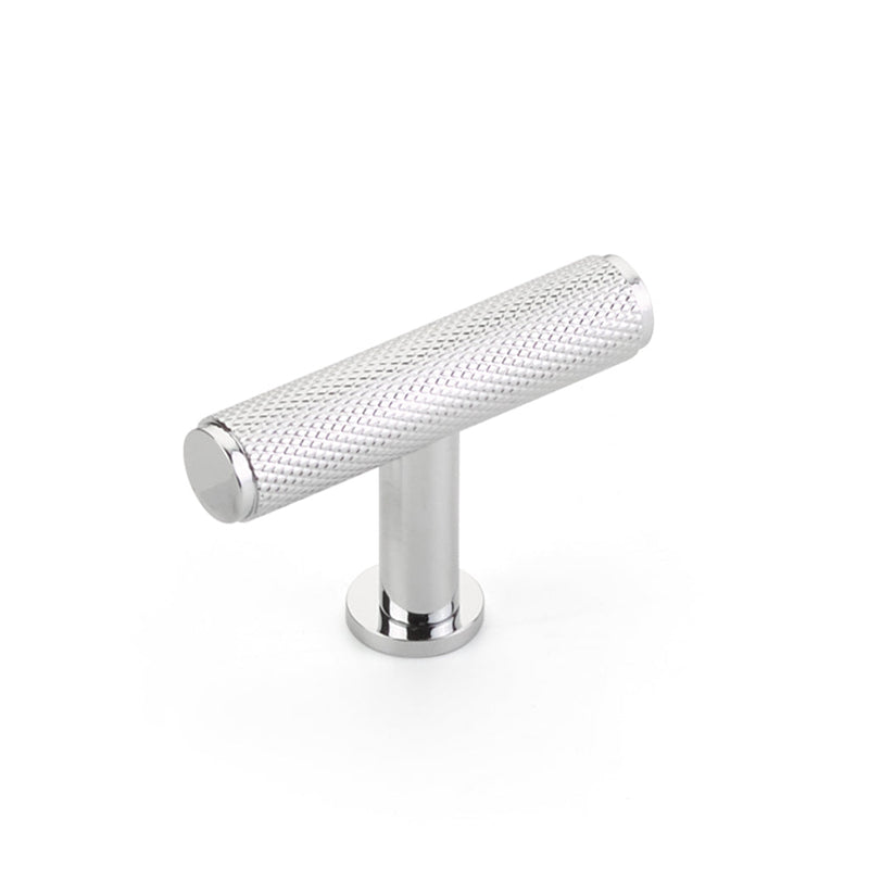 Pub House Knurled Cabinet Knob - Cabinet Mount - 2" Brass/Polished Chrome